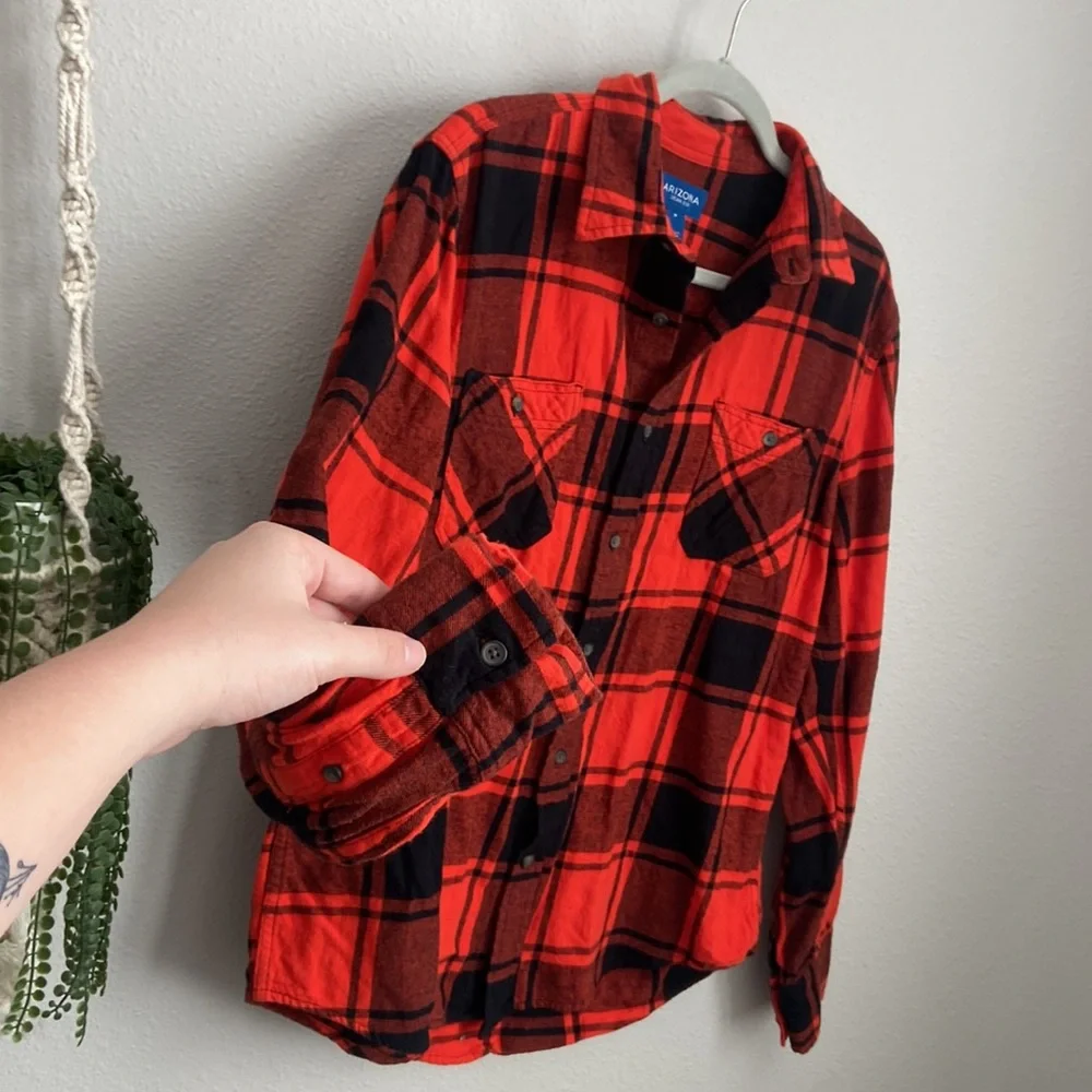 ARIZONA JEAN CO - RED & BLACK BUTTON DOWN - MENS - Picture 6 of 11